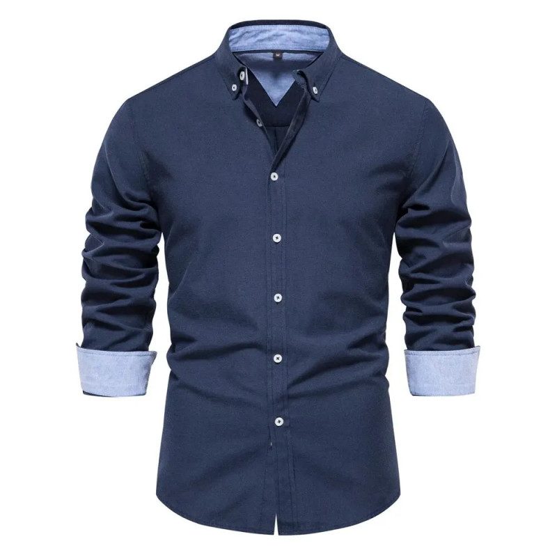 AIOPESON-Chemise Oxford à Manches sulfpour Homme, en Coton Mélangé, Boutonnée, Décontractée, pour Bureau Social, Nouvelle Collec