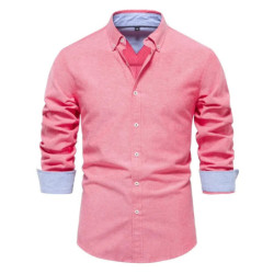 AIOPESON-Chemise Oxford à Manches sulfpour Homme, en Coton Mélangé, Boutonnée, Décontractée, pour Bureau Social, Nouvelle Collec