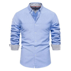 AIOPESON-Chemise Oxford à Manches sulfpour Homme, en Coton Mélangé, Boutonnée, Décontractée, pour Bureau Social, Nouvelle Collec