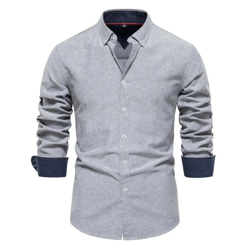 AIOPESON-Chemise Oxford à Manches sulfpour Homme, en Coton Mélangé, Boutonnée, Décontractée, pour Bureau Social, Nouvelle Collec