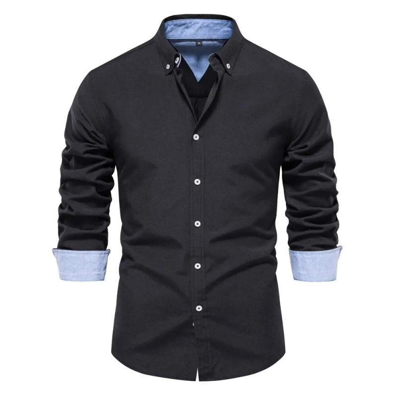 AIOPESON-Chemise Oxford à Manches sulfpour Homme, en Coton Mélangé, Boutonnée, Décontractée, pour Bureau Social, Nouvelle Collec