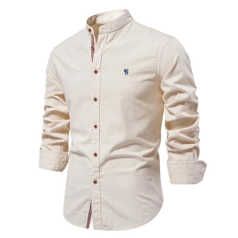 AIOPESON-Chemise à Manches sulfpour Homme, 100 Coton, Solide, Document, Marque de Haute Qualité, Printemps, Stand, Chemises Déc