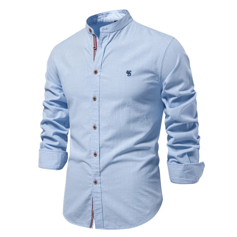 AIOPESON-Chemise à Manches sulfpour Homme, 100 Coton, Solide, Document, Marque de Haute Qualité, Printemps, Stand, Chemises Déc