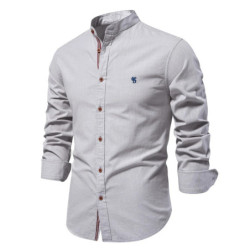 AIOPESON-Chemise à Manches sulfpour Homme, 100 Coton, Solide, Document, Marque de Haute Qualité, Printemps, Stand, Chemises Déc