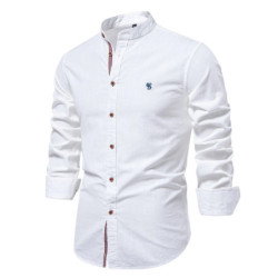 AIOPESON-Chemise à Manches sulfpour Homme, 100 Coton, Solide, Document, Marque de Haute Qualité, Printemps, Stand, Chemises Déc