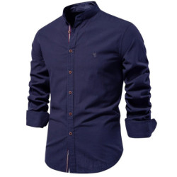 AIOPESON-Chemise à Manches sulfpour Homme, 100 Coton, Solide, Document, Marque de Haute Qualité, Printemps, Stand, Chemises Déc