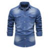 AIOPESON marque chemise en denim de coton élastique pour hommes manche longue Chemises de cow-boy de qualité pour hommes coupe a