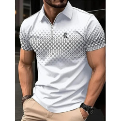 Polo de golf à manches courtes pour hommes d'affaires, polyester micro-élastique, streetwear décontracté extérieur, impression 3