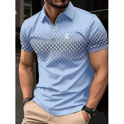 Polo de golf à manches courtes pour hommes d'affaires, polyester micro-élastique, streetwear décontracté extérieur, impression 3