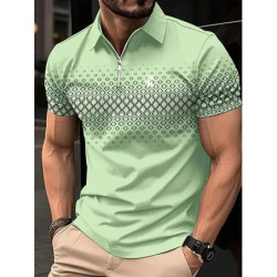 Polo de golf à manches courtes pour hommes d'affaires, polyester micro-élastique, streetwear décontracté extérieur, impression 3