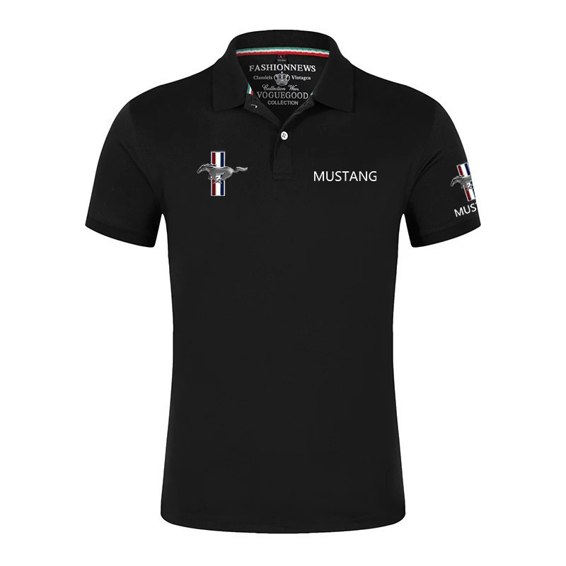 Polo d'été avec logo Mustang pour homme, t-shirt décontracté, manches courtes, classique, unisexe, extérieur, personnalisé, docu