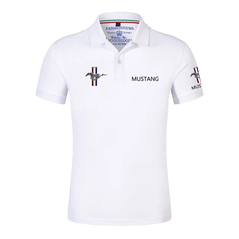 Polo d'été avec logo Mustang pour homme, t-shirt décontracté, manches courtes, classique, unisexe, extérieur, personnalisé, docu