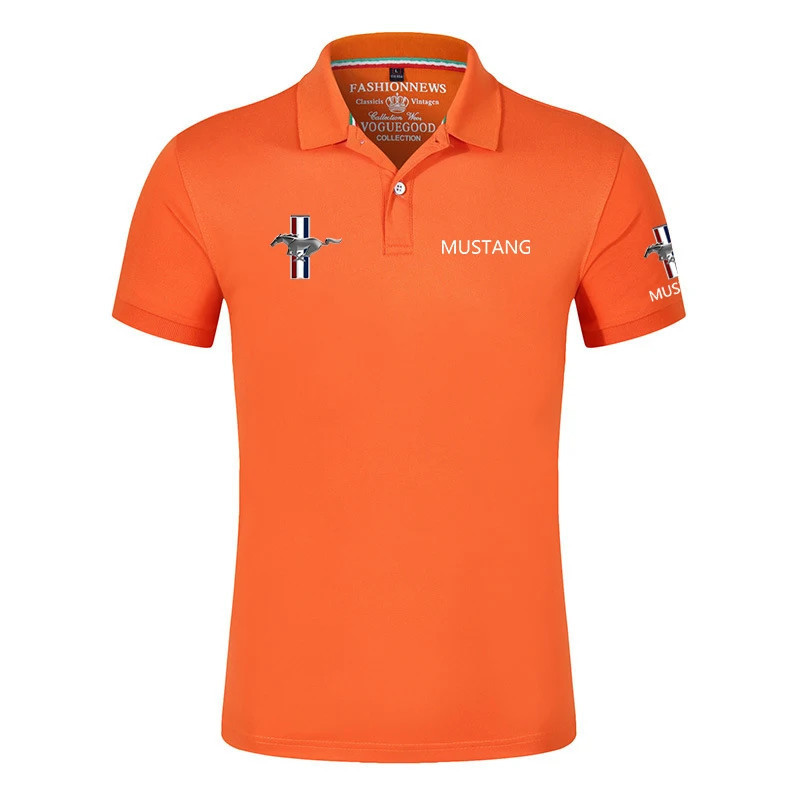 Polo d'été avec logo Mustang pour homme, t-shirt décontracté, manches courtes, classique, unisexe, extérieur, personnalisé, docu