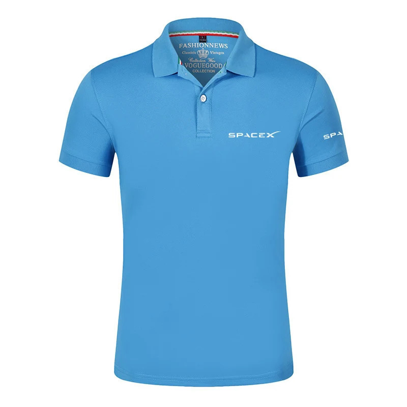 Polo SpaceX Space X pour hommes, logo imprimé, mode, solide, document, col à revers, haute qualité, confortable, respirant, été,