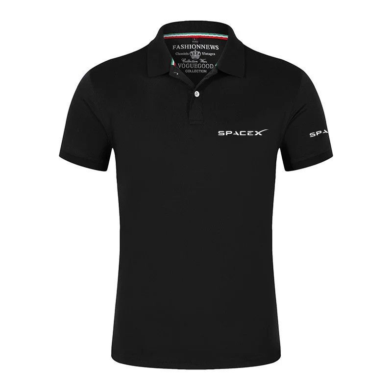 Polo SpaceX Space X pour hommes, logo imprimé, mode, solide, document, col à revers, haute qualité, confortable, respirant, été,