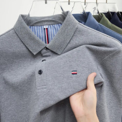 Polo brodé à manches longues pour hommes, haut d'été confortable, respirant et polyvalent, décontracté et à la mode, nouveau