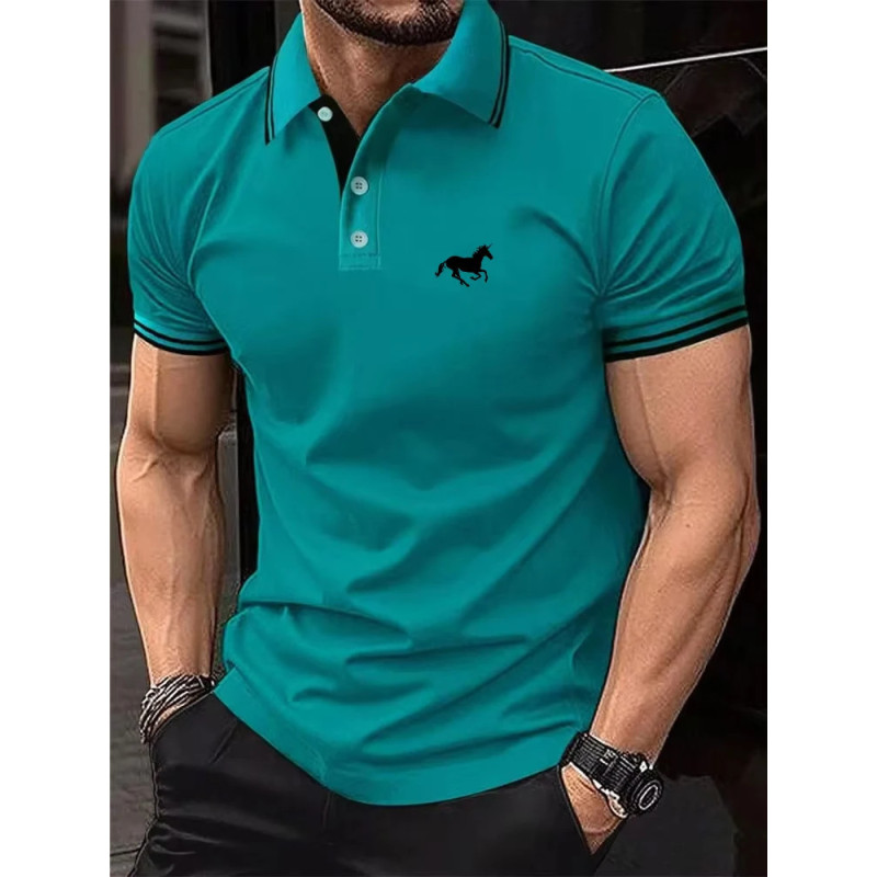 Polo classique à manches courtes pour hommes, T-shirt d'été, Haut décontracté, Revers boutonné, Super Large S-3XL Polo décontrac