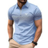 Polo décontracté à manches courtes pour hommes avec fermeture éclair à revers, haut de sport, polyester imprimé, séchage rapide,