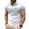 Polo décontracté à manches courtes pour hommes avec fermeture éclair à revers, haut de sport, polyester imprimé, séchage rapide,