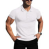 Polo à manches courtes pour hommes, chemises à col montant, rayures solides, fitness, élasticité, mode estivale, nouveau