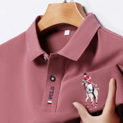 Polo brodé à manches courtes pour hommes, haut confortable, mode décontractée, été