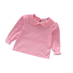 T-shirt blanc à manches longues en dentelle de coton pour petites filles, chemises pour enfants, chemisiers pour enfants, bébé, 