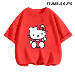 T-shirt Hello Kitty pour enfants, vêtements pour filles, t-shirt à manches courtes, streetwear, pull pour bébé garçon, ensembles