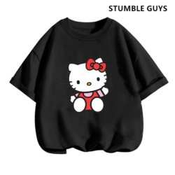 T-shirt Hello Kitty pour enfants, vêtements pour filles, t-shirt à manches courtes, streetwear, pull pour bébé garçon, ensembles