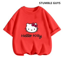 T-shirt Hello Kitty pour enfants, vêtements pour filles, t-shirt à manches courtes, streetwear, pull pour bébé garçon, ensembles