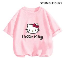 T-shirt Hello Kitty pour enfants, vêtements pour filles, t-shirt à manches courtes, streetwear, pull pour bébé garçon, ensembles