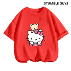 T-shirt Hello Kitty pour enfants, vêtements pour filles, t-shirt à manches courtes, streetwear, pull pour bébé garçon, ensembles