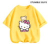 T-shirt Hello Kitty pour enfants, vêtements pour filles, t-shirt à manches courtes, streetwear, pull pour bébé garçon, ensembles