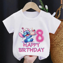 T-shirt imprimé dessin animé CAN o Stitch pour enfants, manches courtes, haut en coton pour bébé, vêtements d'été pour garçons e