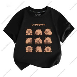 T-shirt à manches courtes pour enfants, impression Capybara, mignon, confortable, polyvalent, garçon, fille, tendance estivale, 