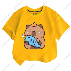 T-shirt à manches courtes pour enfants, impression Capybara, mignon, confortable, polyvalent, garçon, fille, tendance estivale, 