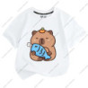 T-shirt à manches courtes pour enfants, impression Capybara, mignon, confortable, polyvalent, garçon, fille, tendance estivale, 