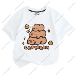 T-shirt à manches courtes pour enfants, impression Capybara, mignon, confortable, polyvalent, garçon, fille, tendance estivale, 