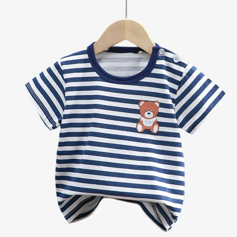 T-Shirt à Manches Courtes pour Enfant Garçon et Fille, Vêtements d'Été, Dessin Animé, 100 Coton