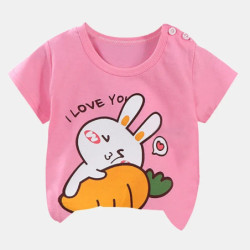 T-Shirt à Manches Courtes pour Enfant Garçon et Fille, Vêtements d'Été, Dessin Animé, 100 Coton