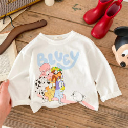 ChimBrand-T-shirt à manches longues Disney pour enfants, chemise à fond de dessin animé, chemisier ras du cou pour fille, vêteme