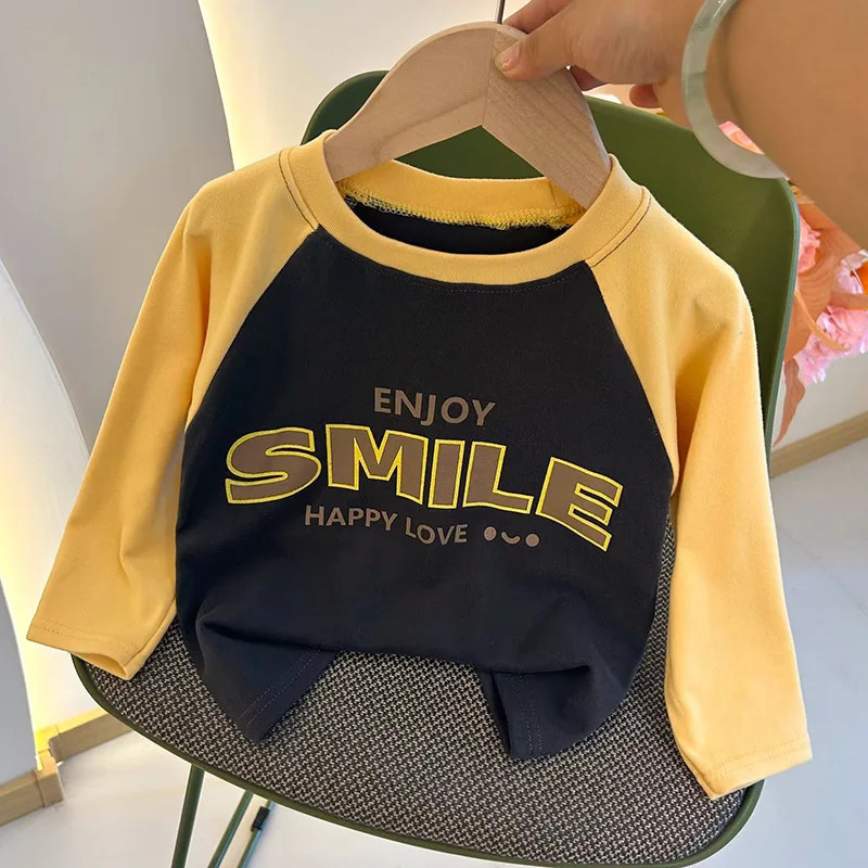 T-shirt chaud à manches longues pour enfants, vêtements de loisirs pour garçons et filles, manteau de base pour enfants, printem