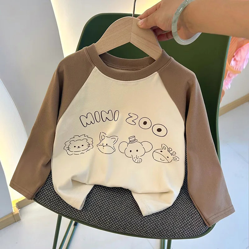 T-shirt chaud à manches longues pour enfants, vêtements de loisirs pour garçons et filles, manteau de base pour enfants, printem