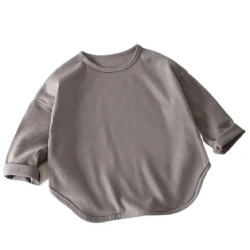 T-shirt basique en pur coton à manches longues pour bébé garçon et fille, vêtement de printemps