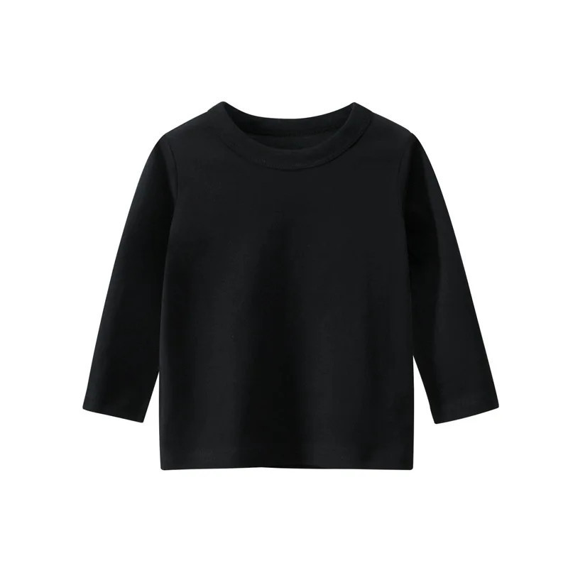 T-shirt à manches longues en coton pour enfants, vêtements de loisirs pour garçons et filles, manteau de base monochrome, vêteme