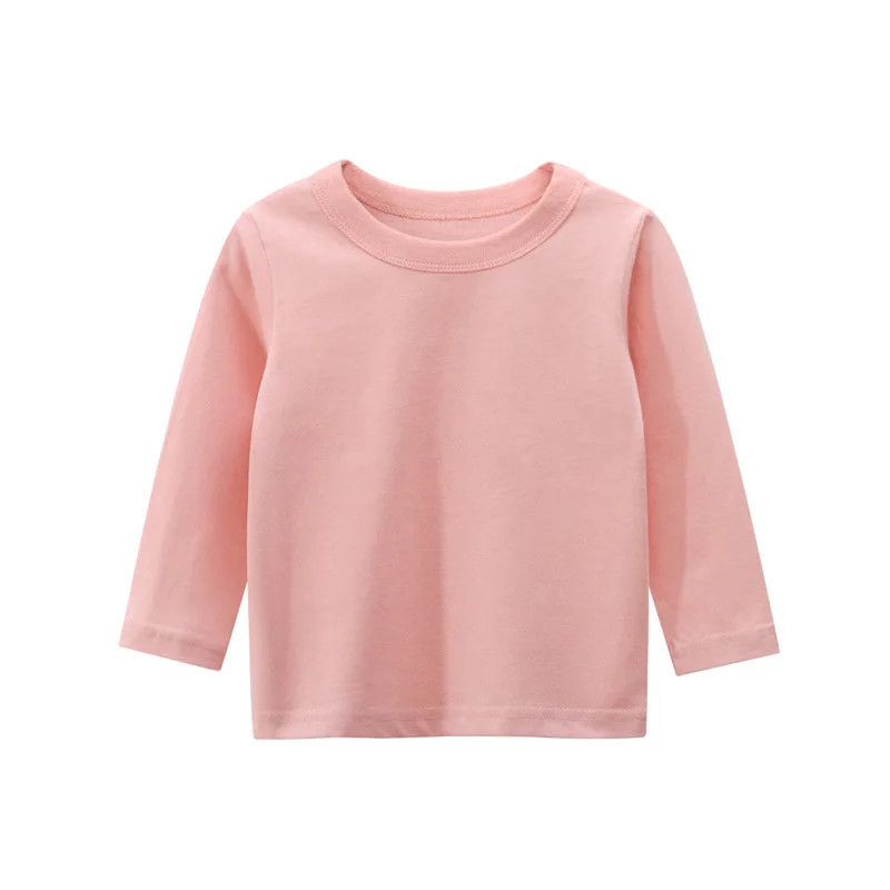 T-shirt à manches longues en coton pour enfants, vêtements de loisirs pour garçons et filles, manteau de base monochrome, vêteme