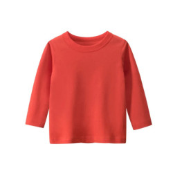 T-shirt à manches longues en coton pour enfants, vêtements de loisirs pour garçons et filles, manteau de base monochrome, vêteme