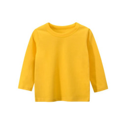 T-shirt à manches longues en coton pour enfants, vêtements de loisirs pour garçons et filles, manteau de base monochrome, vêteme