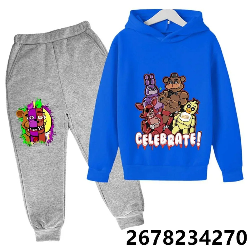 Ensemble pull à capuche dessin animé Five Nights At Freddile pour enfants, sweat à capuche FNAF Anime, manches longues, vêtement