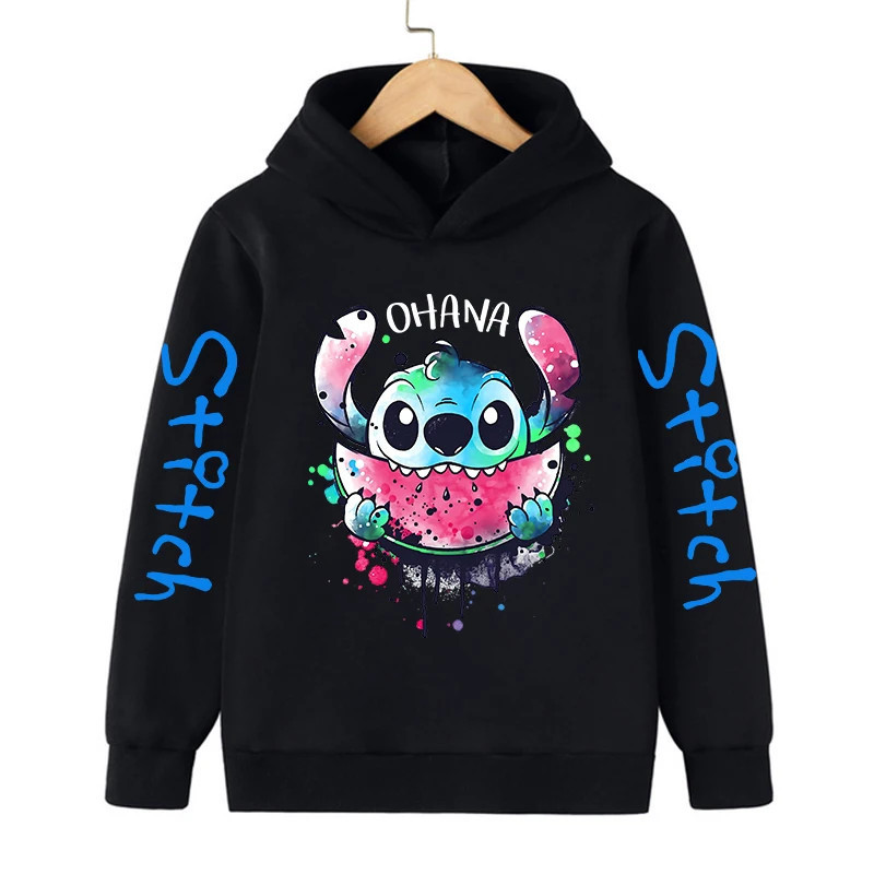 Sweat à capuche Anime Stitch pour enfants, vêtements de dessin animé pour enfants, sweat-shirt Manga, haut décontracté pour bébé