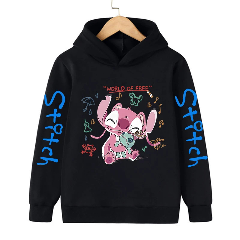 Sweat à capuche Anime Stitch pour enfants, vêtements de dessin animé pour enfants, sweat-shirt Manga, haut décontracté pour bébé